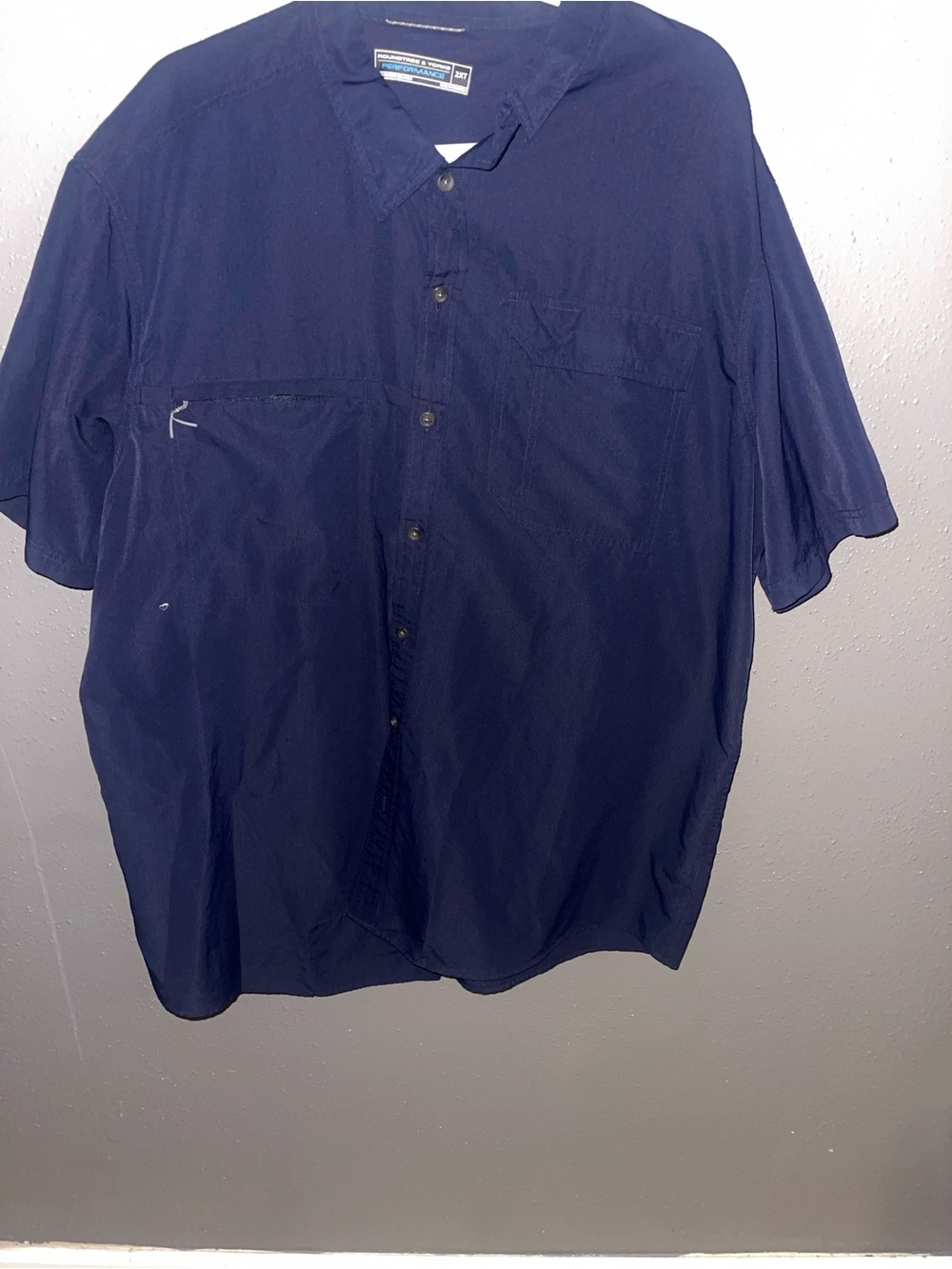 Roundtree & Yorke Short-Sleeve Button-Down Shirt - Navy Blue